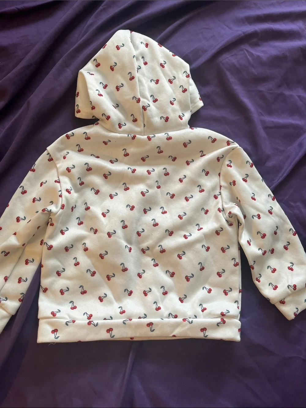 Kids White Hoodie with Red Cherry Print - Cute Comfort Pullover